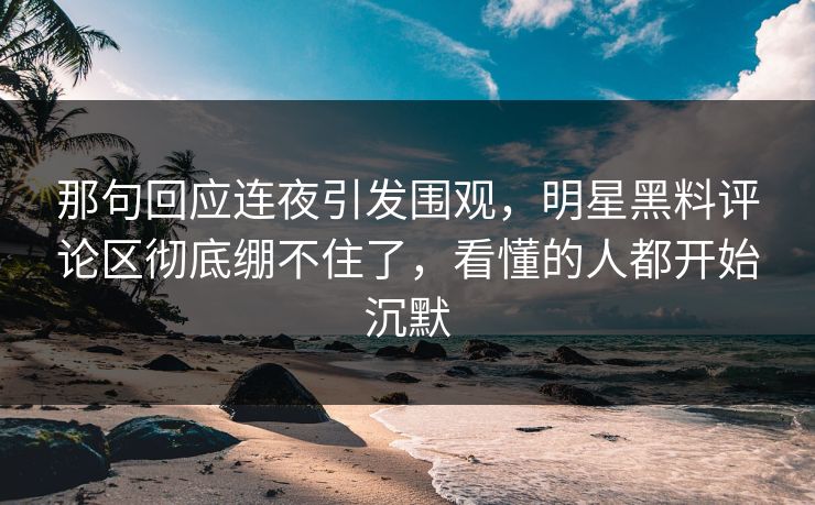 那句回应连夜引发围观,明星黑料评论区彻底绷不住了,看懂的人都开始沉默 那句回应连夜引发围观,明星黑料评论区彻底绷不住了,看懂的人都开始沉默