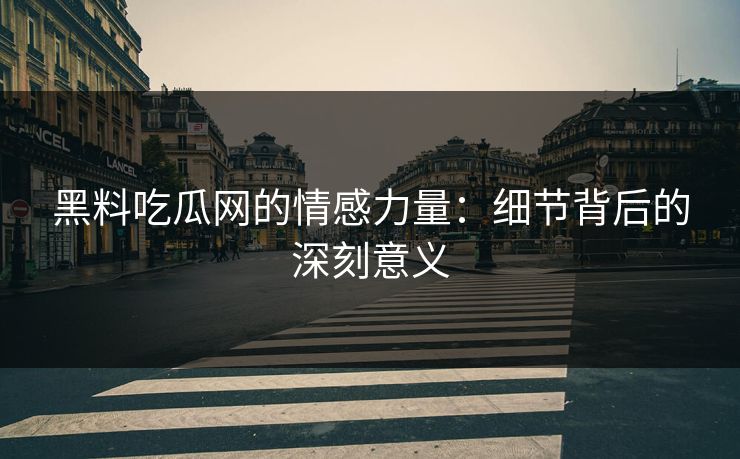 黑料吃瓜网的情感力量：细节背后的深刻意义