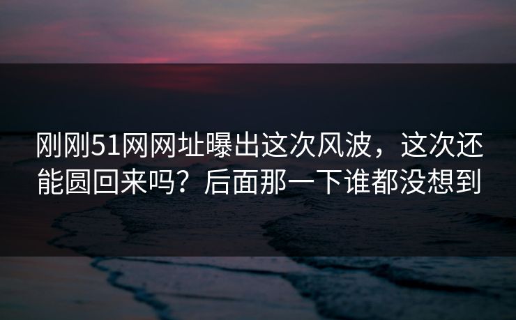 刚刚51网网址曝出这次风波,这次还能圆回来吗?后面那一下谁都没想到 刚刚51网网址曝出这次风波,这次还能圆回来吗?后面那一下谁都没想到