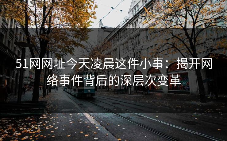51网网址今天凌晨这件小事：揭开网络事件背后的深层次变革